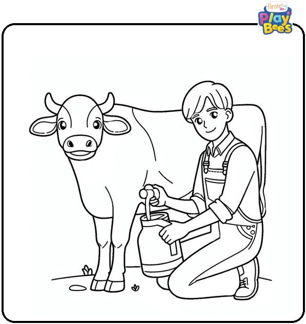 Milking Cow Coloring Page Milking Cow Coloring Page
