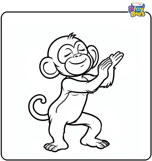 Monkey Dancing and Clapping Coloring Page Monkey Dancing and Clapping Coloring Page