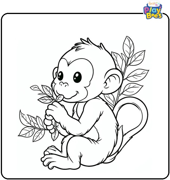 Monkey Eating Leaves Coloring Page Monkey Eating Leaves Coloring Page