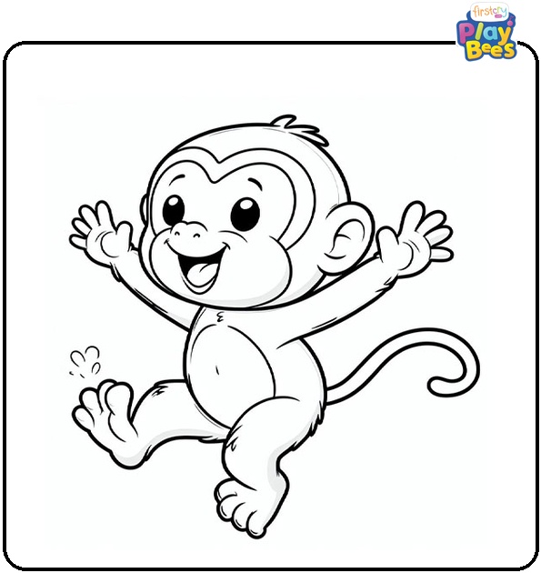 Monkey Jumping Happily Coloring Page Monkey Jumping Happily Coloring Page