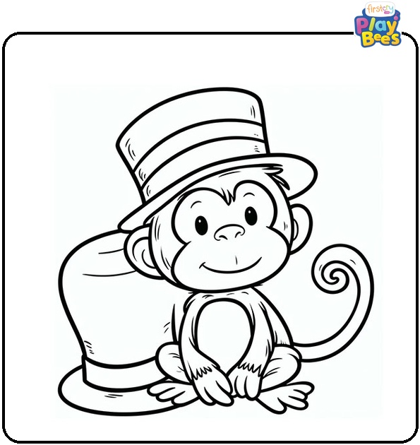 Monkey in the Hat Coloring Page Monkey in the Hat Coloring Page