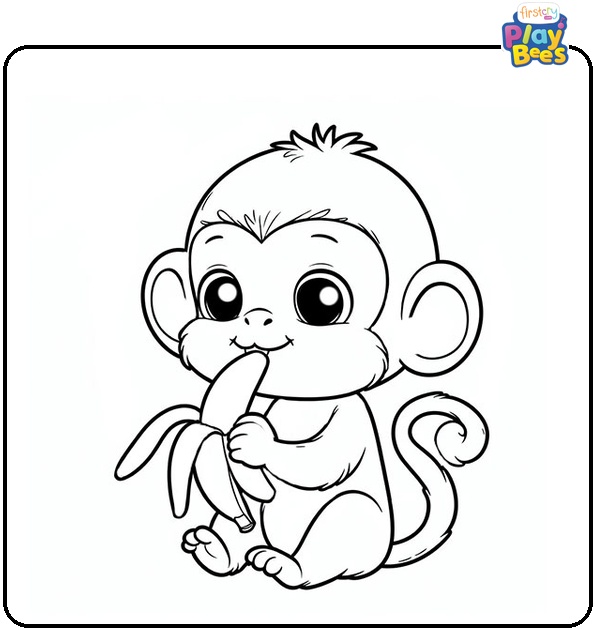 Monkeys Eating Bananas Coloring Page Monkeys Eating Bananas Coloring Page
