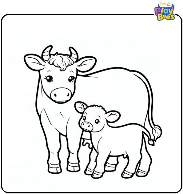 Mother and Baby Cow Coloring Page Mother and Baby Cow Coloring Page