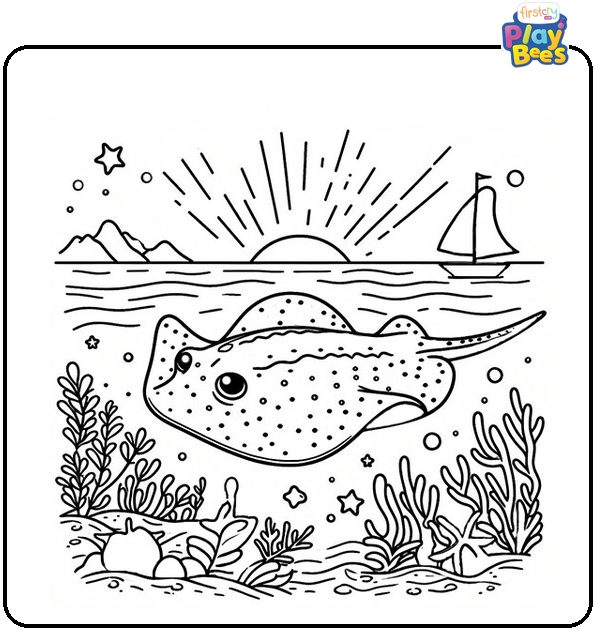 Ocean Stingray Coloring Page Ocean Stingray Coloring Page
