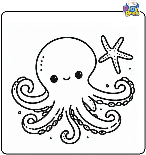 Octopus and Starfish Coloring Page Octopus and Starfish Coloring Page