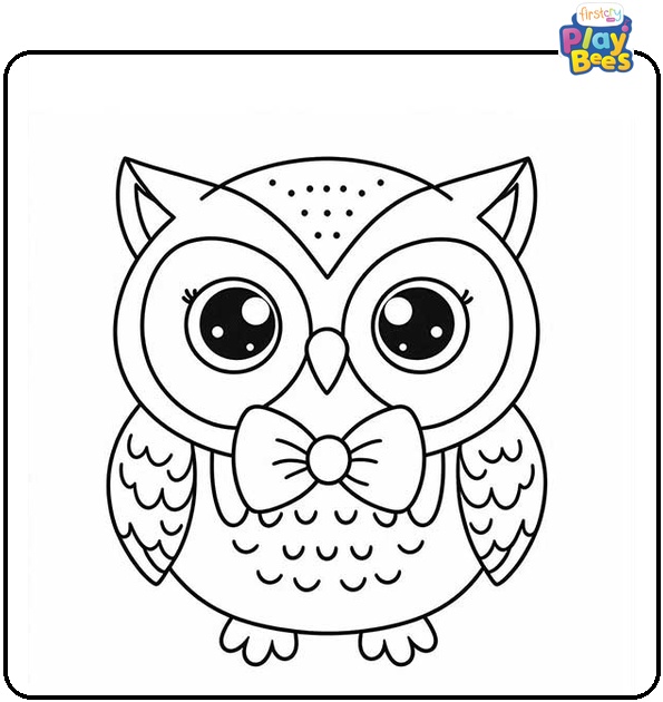 Owl with a Bow Tie Coloring Page
