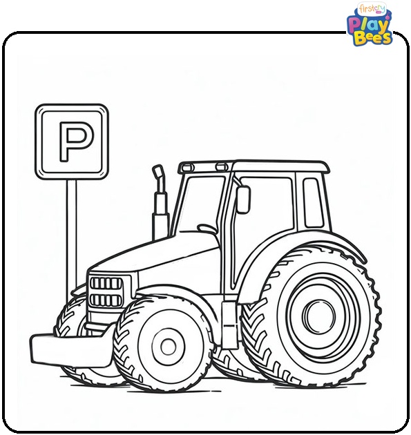 Parking Tractor Coloring Page