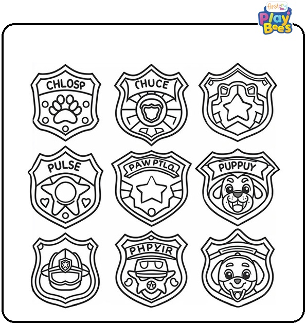 Paw Patrol Badges Coloring Page