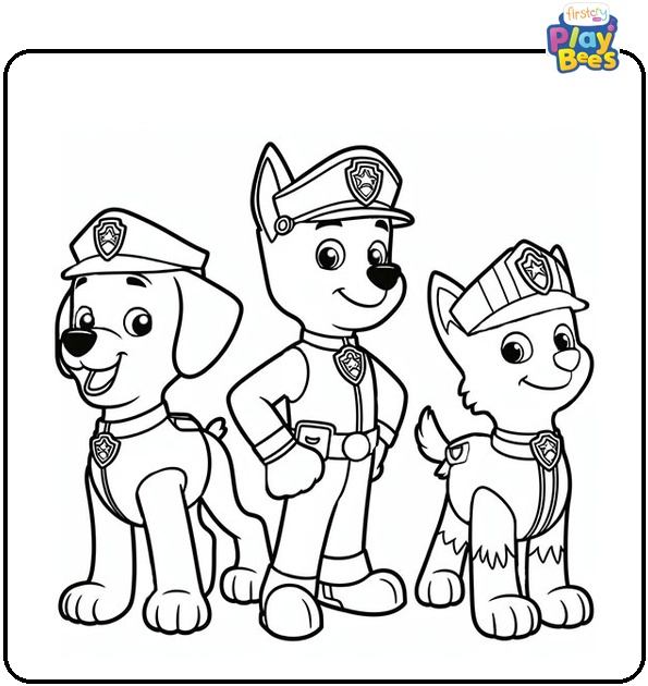 Paw Patrol Characters Coloring Page