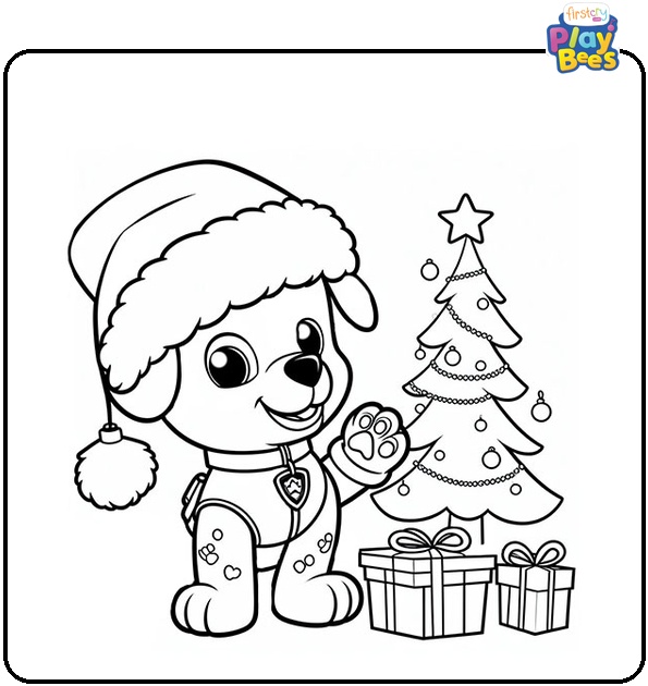 Paw Patrol Christmas Coloring Page