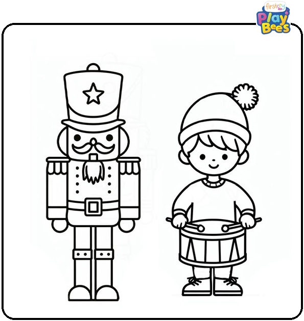 Playing the Drums with Nutcracker Coloring Page Playing the Drums with Nutcracker Coloring Page