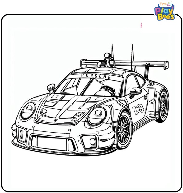 Porsche Sports Race Car Coloring Page Porsche Sports Race Car Coloring Page