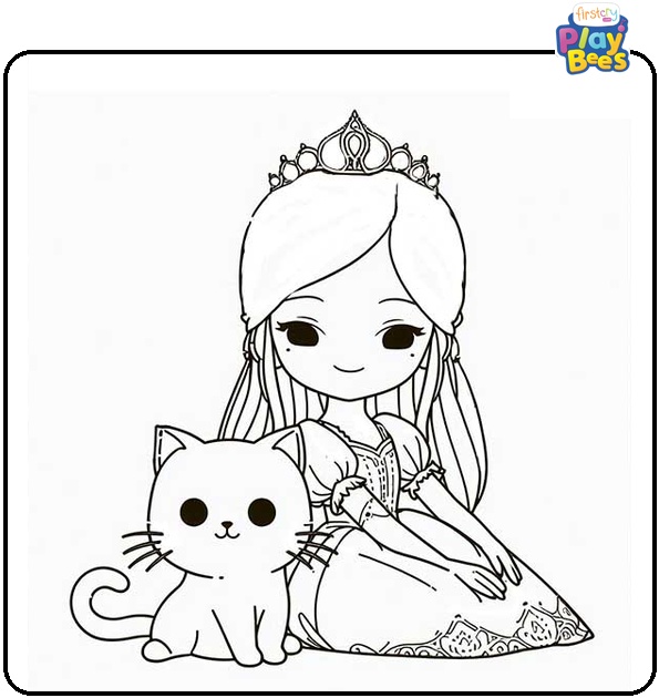 Princess Cat Coloring Page Princess Cat Coloring Page