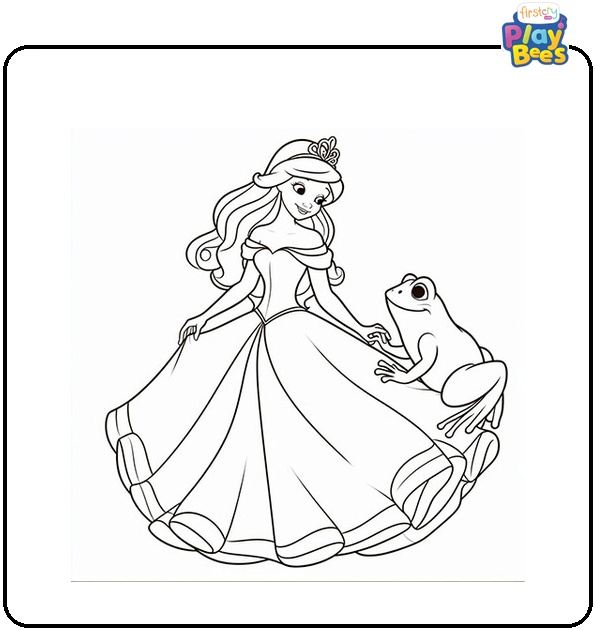 Princess and Frog Coloring Page Princess and Frog Coloring Page