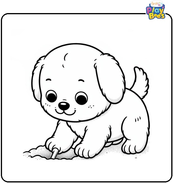 Puppy Digging Coloring Page Puppy Digging Coloring Page