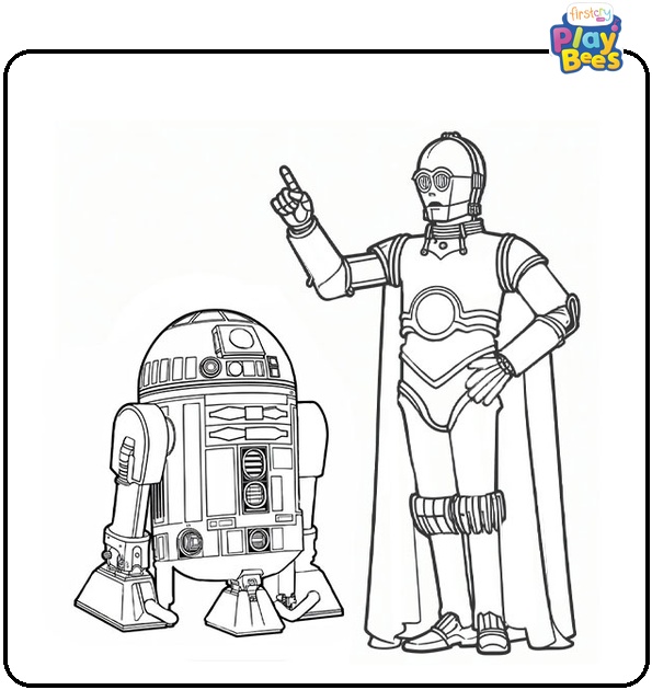 R2-D2 and C-3PO Star Wars Coloring Page