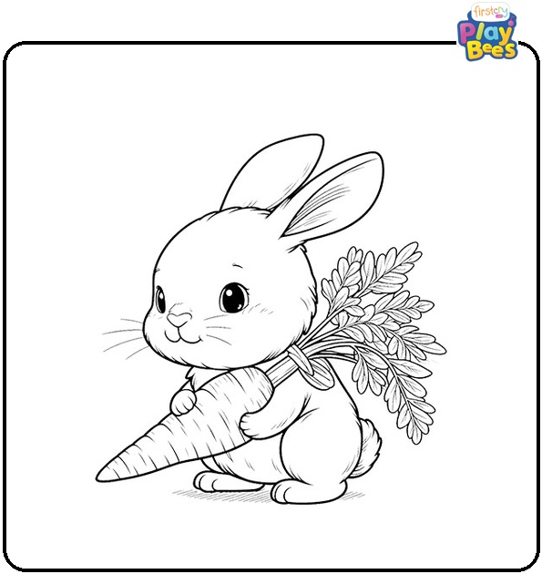 Rabbit Carrying Carrot Coloring Page Rabbit Carrying Carrot Coloring Page