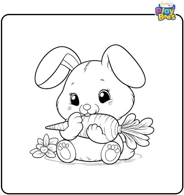 Rabbit Eating Carrot Coloring Page Rabbit Eating Carrot Coloring Page