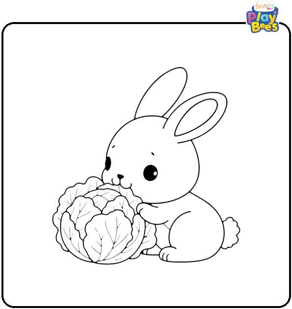 Rabbit Eating Cabbages Coloring Page Rabbit Eating Cabbages Coloring Page