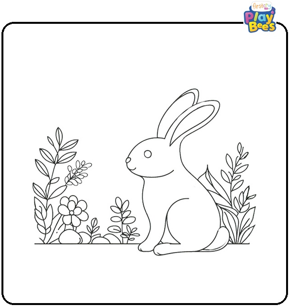 Rabbit in the Garden Coloring Page Rabbit in the Garden Coloring Page