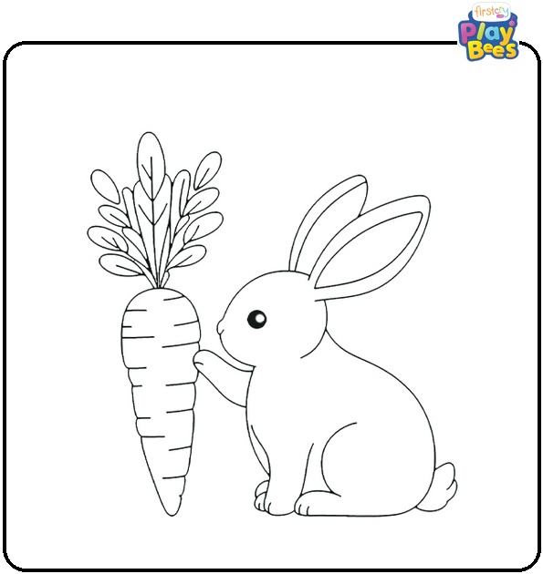 Rabbit with a Big Carrot Coloring Page Rabbit with a Big Carrot Coloring Page