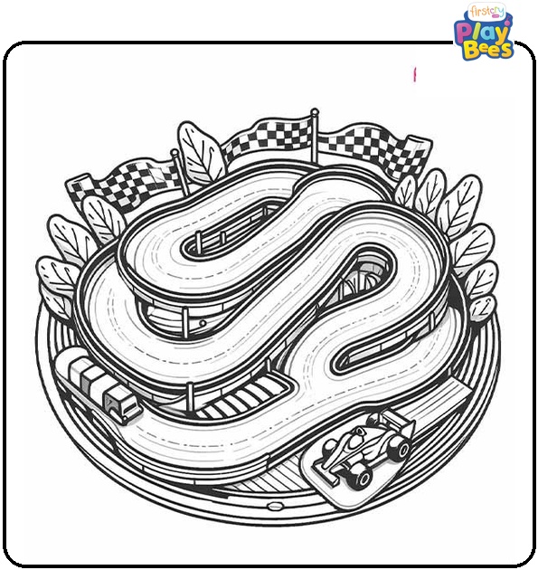 Race Track Coloring Page Race Track Coloring Page