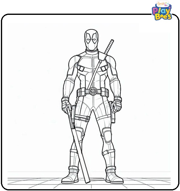 Realistic Deadpool Coloring Page