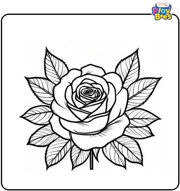 Realistic Rose Coloring Page