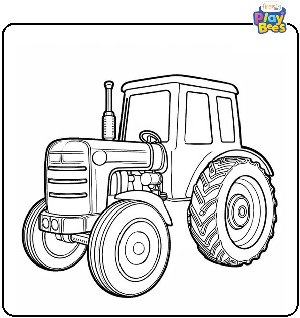 Realistic Tractor Coloring Page