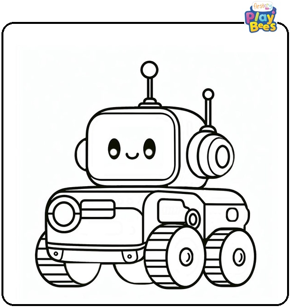 Robot Car Coloring Page Robot Car Coloring Page