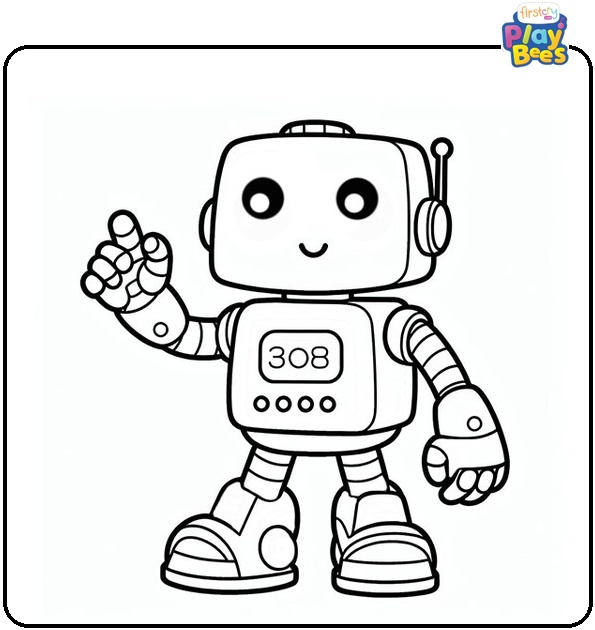 Robot Cartoon Coloring Page Robot Cartoon Coloring Page