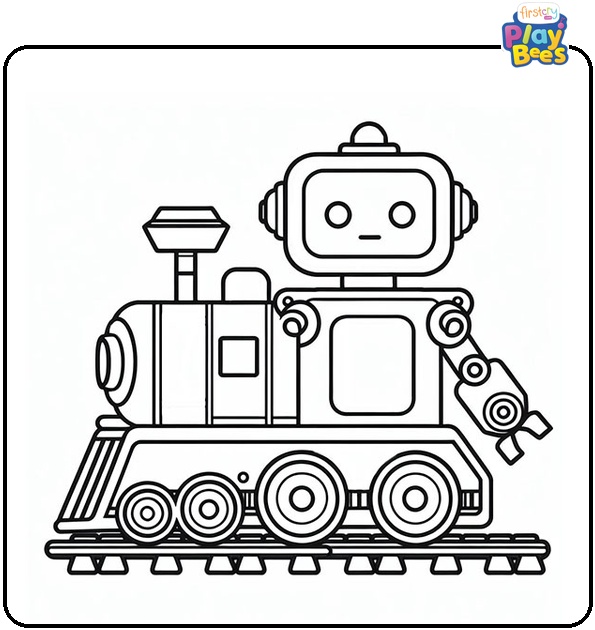 Robot Train Coloring Page Robot Train Coloring Page