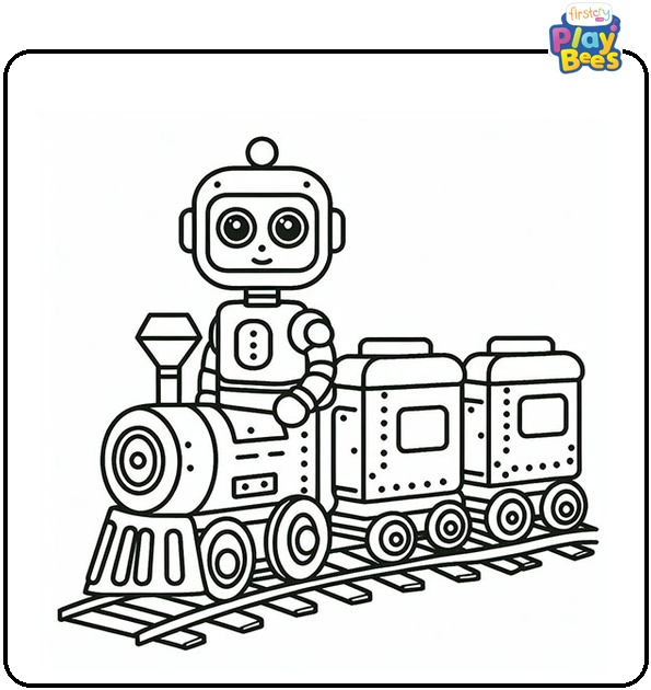 Robot Train Coloring Page