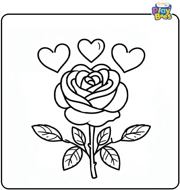 Rose Heart Coloring Page