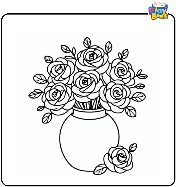 Roses in the Vase Coloring Page