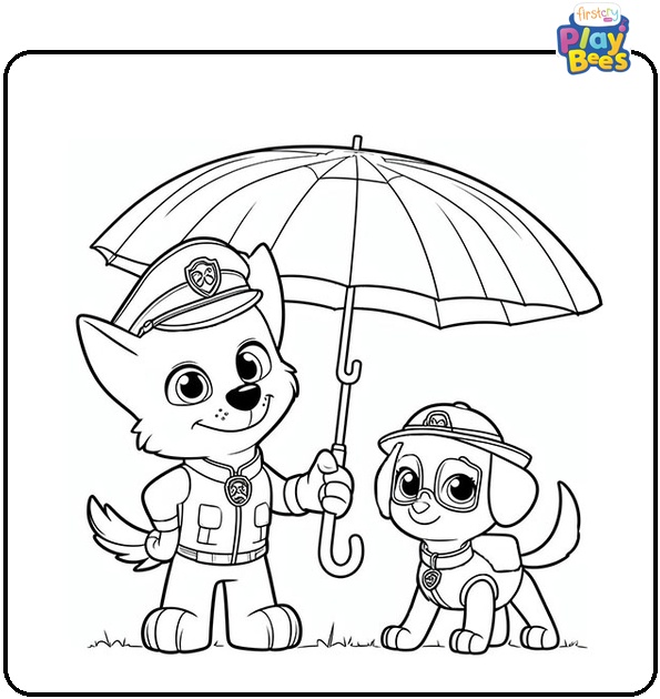 Rubble Holding Umbrella for Skye Coloring Page