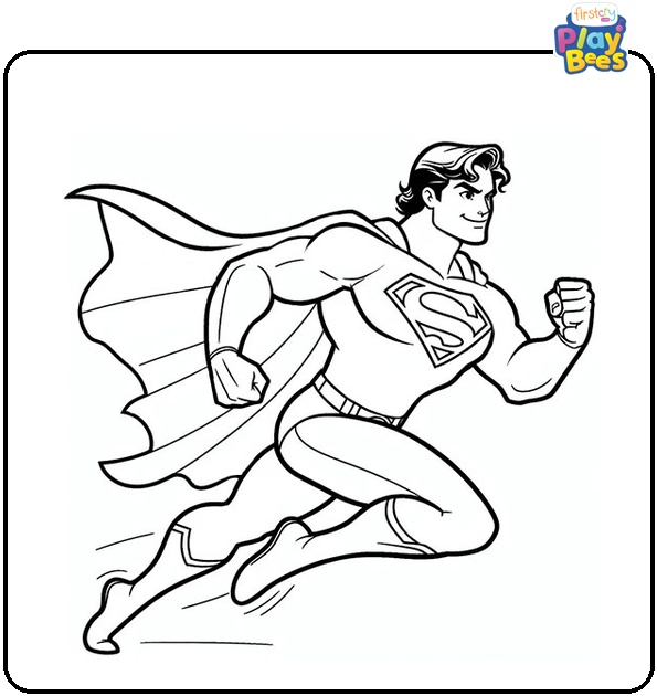 Running Superman Coloring Page