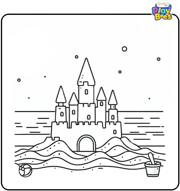 Sandcastle On The Beach Coloring Page Sandcastle On The Beach Coloring Page