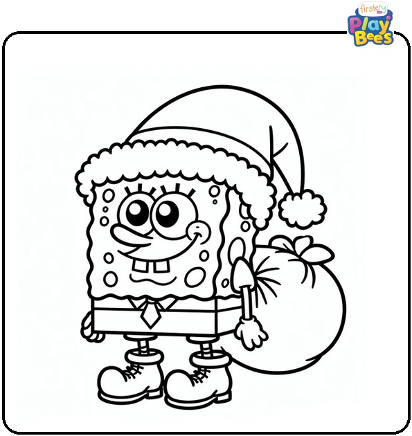 Santa Spongebob Coloring Page Santa Spongebob Coloring Page