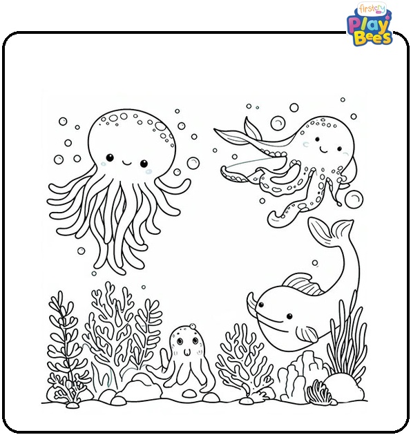 Sea Animal Ocean Coloring Page Sea Animal Ocean Coloring Page