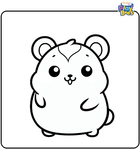 Simple Smiling Hamster Coloring Page Simple Smiling Hamster Coloring Page