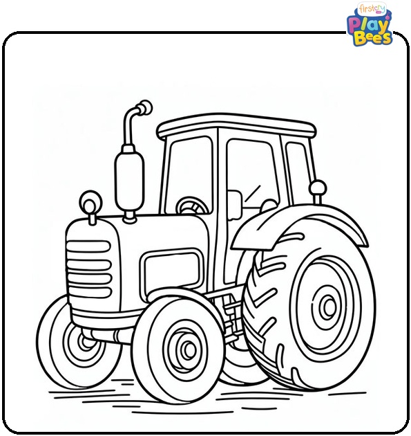 Simple Tractor Coloring Page