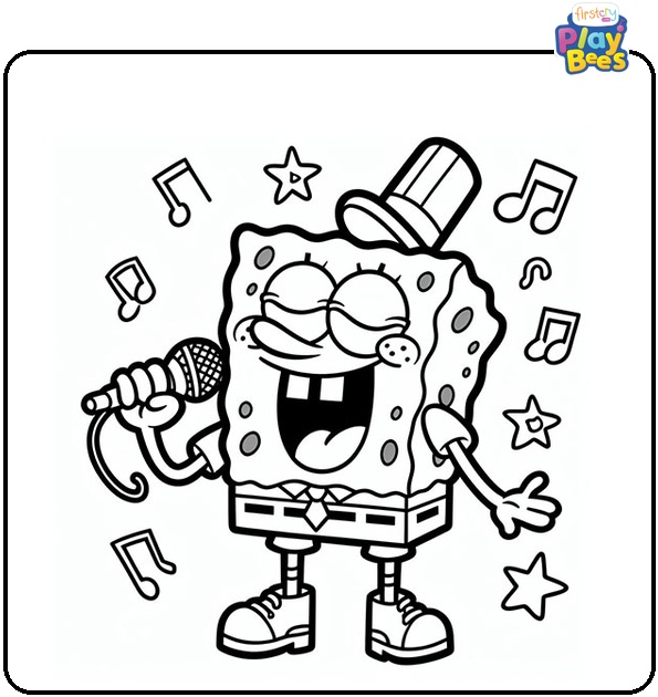 Singing Spongebob Coloring Page Singing Spongebob Coloring Page
