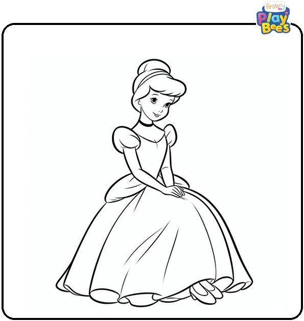 Sitting Cinderella Coloring Page Sitting Cinderella Coloring Page