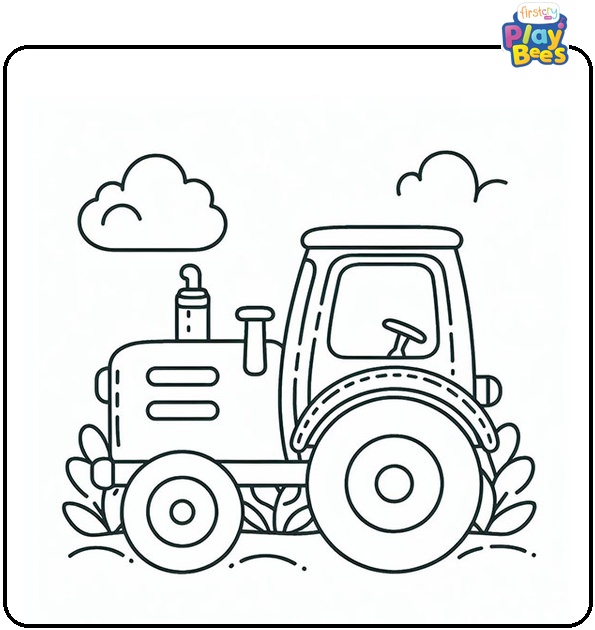 Small Tractor Coloring Page