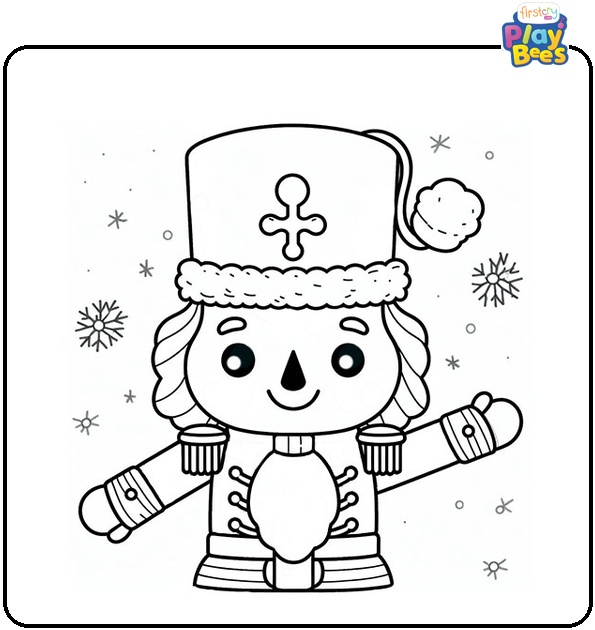 Smiling Nutcracker Under the Snow Coloring Page Smiling Nutcracker Under the Snow Coloring Page