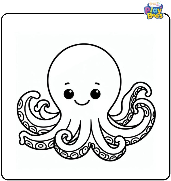 Smiling Octopus Coloring Page Smiling Octopus Coloring Page