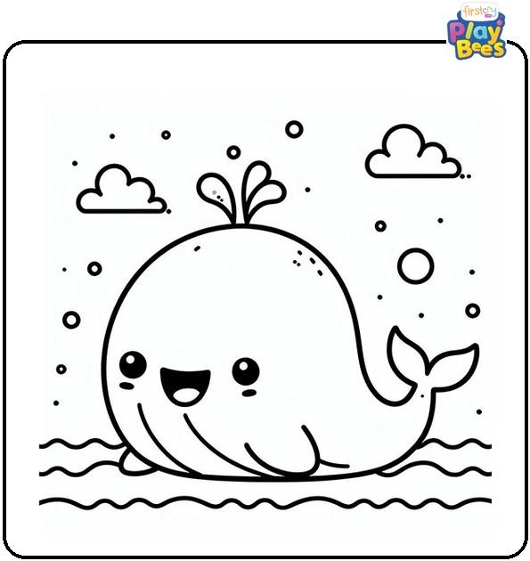 Smiling Whale Coloring Page Smiling Whale Coloring Page