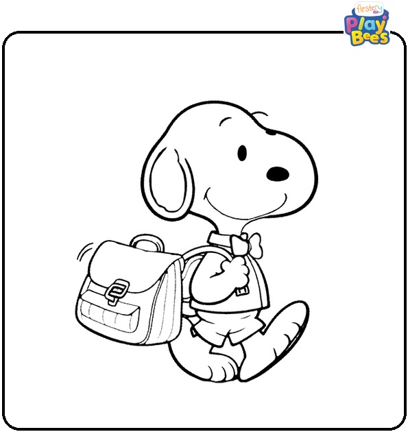 Snoopy Carrying a School Bag Coloring Page Snoopy Carrying a School Bag Coloring Page