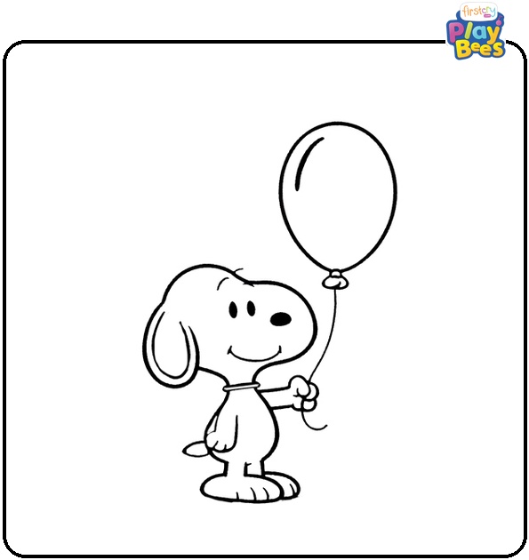 Snoopy Holds a Balloon Coloring Page Snoopy Holds a Balloon Coloring Page